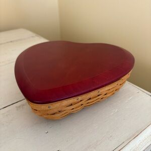 Longaberger 2004 Sweetheart Series True Love Basket Heart Wooden Lid Both Liners
